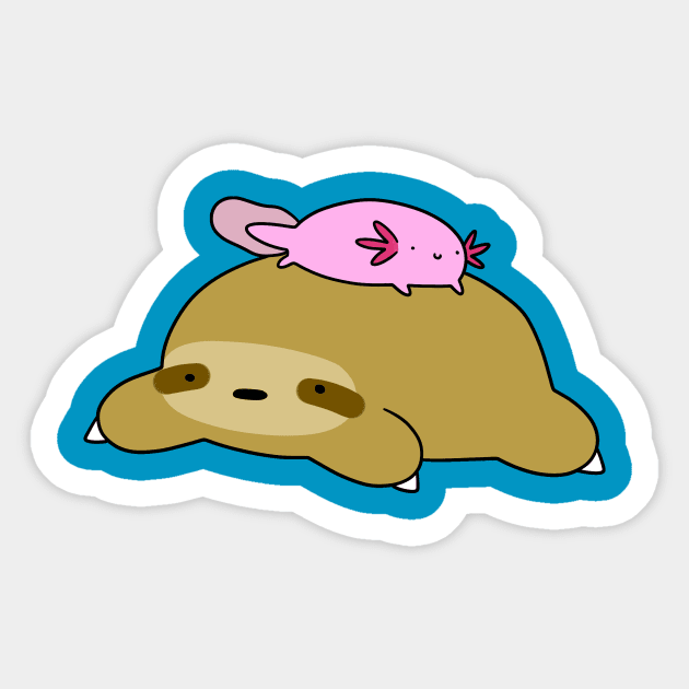 Axolotl and Sloth Sticker by saradaboru